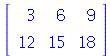 rtable(1 .. 2, 1 .. 3, [[3, 6, 9], [12, 15, 18]], subtype = Matrix)