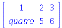 rtable(1 .. 2, 1 .. 3, [[1, 2, 3], [quatro, 5, 6]], subtype = Matrix)