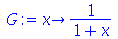 proc (x) options operator, arrow; `/`(1, `*`(`+`(1, x))) end proc
