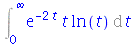 Int(`*`(exp(`+`(`-`(`*`(2, `*`(t))))), `*`(t, `*`(ln(t)))), t = 0 .. infinity)