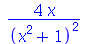 `+`(`/`(`*`(4, `*`(x)), `*`(`^`(`+`(`*`(`^`(x, 2)), 1), 2))))