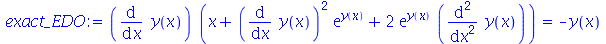 `*`(diff(y(x), x), `*`(`+`(x, `*`(`^`(diff(y(x), x), 2), `*`(exp(y(x)))), `*`(2, `*`(exp(y(x)), `*`(diff(diff(y(x), x), x))))))) = `+`(`-`(y(x)))