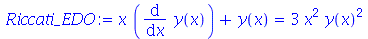 `+`(`*`(x, `*`(diff(y(x), x))), y(x)) = `+`(`*`(3, `*`(`^`(x, 2), `*`(`^`(y(x), 2)))))