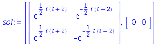 [array( 1 .. 2, 1 .. 2, [( 2, 1 ) = (exp(`+`(`*`(`/`(1, 2), `*`(t, `*`(`+`(t, 2))))))), ( 1, 1 ) = (exp(`+`(`*`(`/`(1, 2), `*`(t, `*`(`+`(t, 2))))))), ( 2, 2 ) = (`+`(`-`(exp(`+`(`-`(`*`(`/`(1, 2), `*...