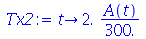 proc (t) options operator, arrow; `*`(2., `*`(`/`(`*`(A(t)), `*`(300.)))) end proc