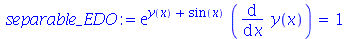 `*`(exp(`+`(y(x), sin(x))), `*`(diff(y(x), x))) = 1