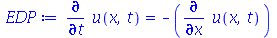 diff(u(x, t), t) = `+`(`-`(diff(u(x, t), x)))