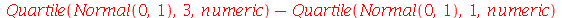 `+`(Quartile(Normal(0, 1), 3, numeric), `-`(Quartile(Normal(0, 1), 1, numeric)))