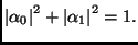 $\left\vert \alpha _{0}\right\vert ^{2}+\left\vert\alpha _{1}\right\vert ^{2}=1.$