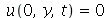 u(0, y, t) = 0