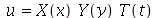 u = `*`(X(x), `*`(Y(y), `*`(T(t))))