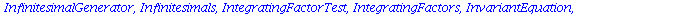 [CanonicalCoordinates, ChangeSymmetry, CharacteristicQ, CharacteristicQInvariants, ConservedCurrentTest, ConservedCurrents, ConsistencyTest, D_Dx, DeterminingPDE, Eta_k, Euler, FromJet, FunctionFieldS...