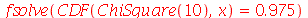 fsolve(CDF(ChiSquare(10), x) = .975)