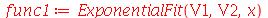 func1 := ExponentialFit(V1, V2, x)